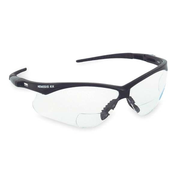 Kleenguard Nemesis Rx Readers Prescription Safety Glasses, Diopter Strength: +1.50, Black Frame, Clear Lens - 28621