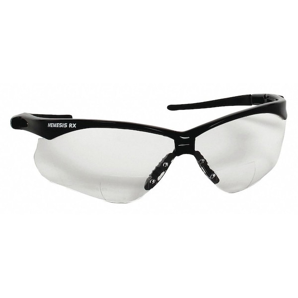 Kleenguard Nemesis Rx Readers Prescription Safety Glasses, Diopter Strength: +1.50, Black Frame, Clear Lens - 28621