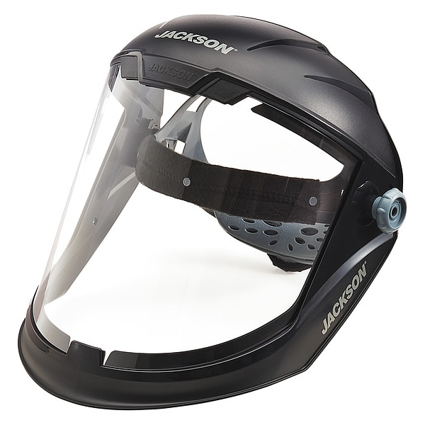 Jackson Safety Maxview Faceshield Assembly, Polycardonate Visor, Clear Uncoated Lens, Ratchet Suspension, Black - 14200