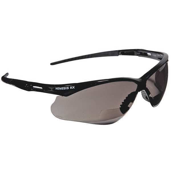 Kleenguard Nemesis Readers Prescription Safety Sunglasses, Diopter: +2.00, Black Frame, Smoke Gray Lens - 22518