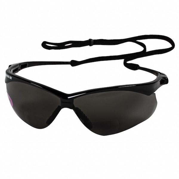 Kleenguard Nemesis Readers Prescription Safety Sunglasses, Diopter: +2.00, Black Frame, Smoke Gray Lens - 22518