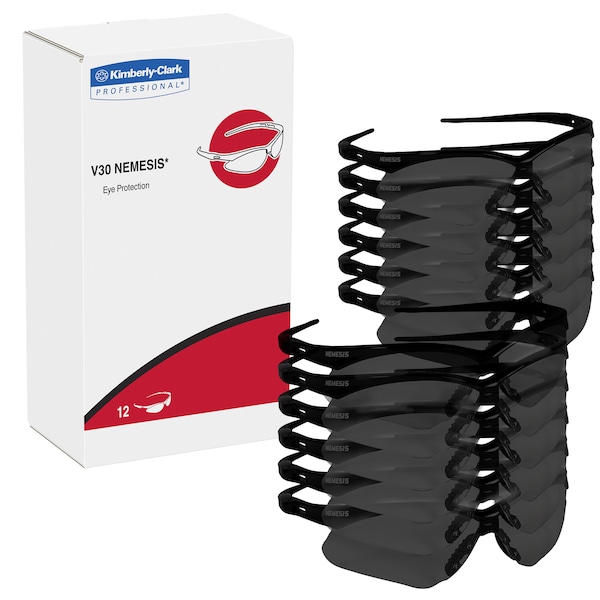 Kleenguard Nemesis Readers Prescription Safety Sunglasses, Diopter: +2.00, Black Frame, Smoke Gray Lens - 22518