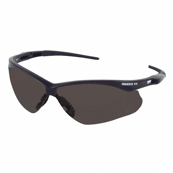 Kleenguard Nemesis Readers Prescription Safety Sunglasses, Diopter: +2.00, Black Frame, Smoke Gray Lens - 22518