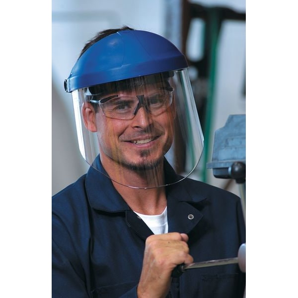 3M Single Crown Headgear for Faceshield, Thermoplastic, Dielectric Protection, Ratchet, Blue - 82501-00000
