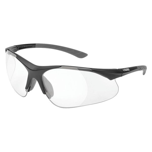Delta Plus Safety Reading Glasses, Scratch-Resistant, Black Half-Frame, Clear Lens, +1.5 Diopter - RX500C - 1.5