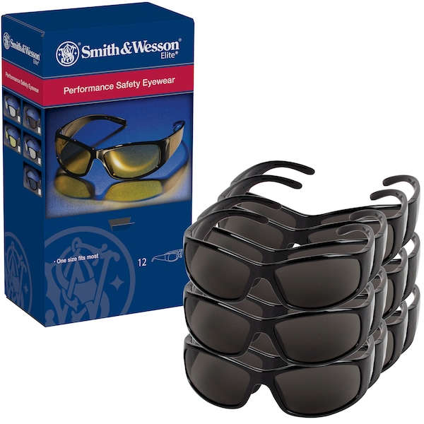 Smith & Wesson Elite, Safety Glasses Anti-Fog &  Anti-Scratch, Gray Lens, Full-Frame, Wraparound - 21303