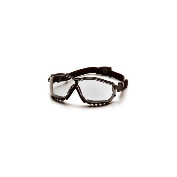 Pyramex V2g Safety Glasses Clear Anti-Fog Lens , Black Strap/Temples - GB1810ST