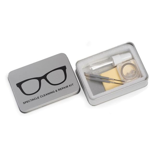 Bey Berk International Bey-Berk International UC201 Eye Glass Cleaning & Repair Kit in Metal Case; Silver - 60 Piece - UC201