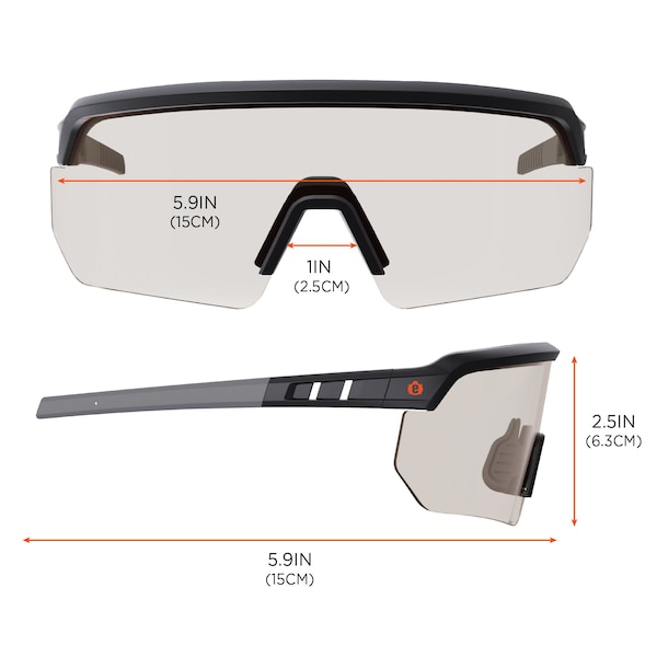Ergodyne Safety Sunglasses, Indoor/Outdoor Matte Black Frame - AEGIR-IO