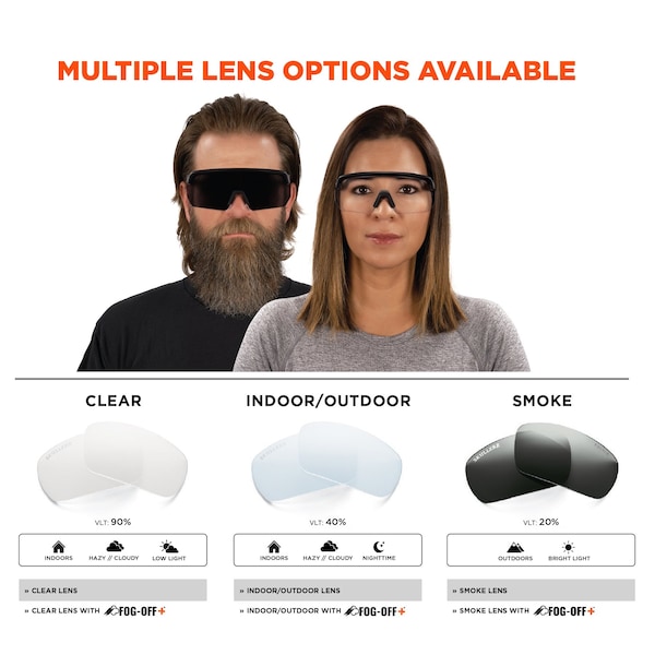 Ergodyne Safety Sunglasses, Indoor/Outdoor Matte Black Frame - AEGIR-IO