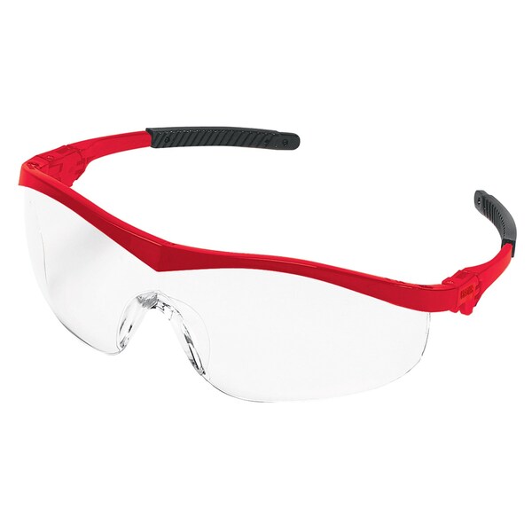 Mcr Safety Glasses, ST1 Red Frame, Clear Lens, 12PK - ST130