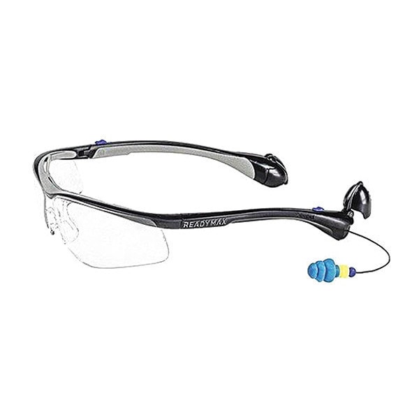 Readymax SoundShield Classic Safety Glasses w/ 25NRR Earplugs Black Frame Clr Lens - GLCLB-CL