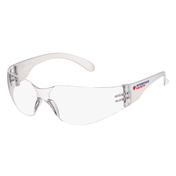 Interstate Safety 40251 Polycarbonate Impact Resistant Safety Glasses, Clear Frame and Lens - 40251
