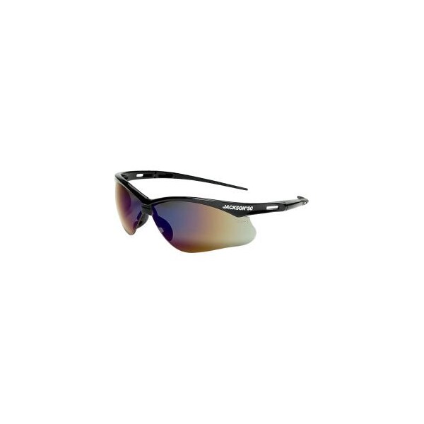 Sellstrom Manufacturing Jackson Safety SG Safety Glasses with Anti-Scratch Blue Mirror Lens and Black Frame - 50009