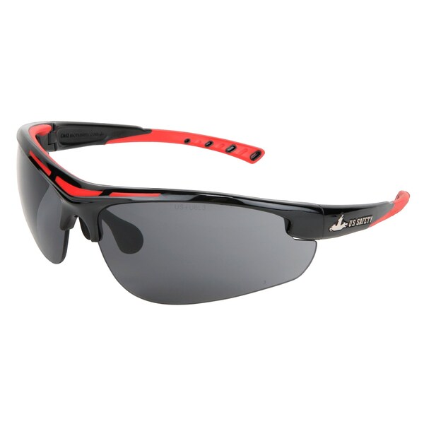 Mcr Safety Glasses, Dominator 2 Red TPR, Gray MAX3, 12PK - DM1222P