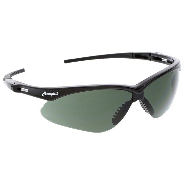 Mcr Safety Glasses, Memphis MP1 Black Frame, Gray G14, 12PK - MP112G