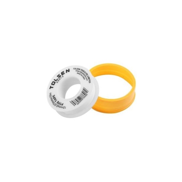 Cinta de PTFE Tolsen 1pc de alta calidad 100% PTFE, rollo de 1/2 x 33 en estuche de almacenamiento de plástico - 33013