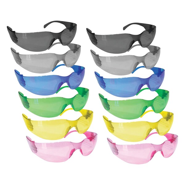 Bison Life Keystone, Safety Glasses Anti-Scratch, Assorted Lens, 12 PK - BL-KSSG1-CLCT-ADP-12