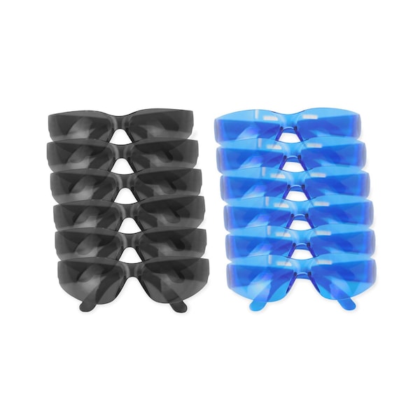 Bison Life Keystone, Safety Glasses Anti-Scratch, Blue & Black Lens, 12 PK - BL-KSSG1-CLCT-BLBK-12