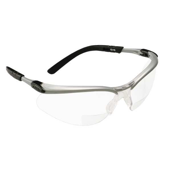 3M Bifocal Safety Reading Glasses, Black; Gray Wraparound Frame, +2.00 Diopter, Clear Lens, M - 11375-00000-20