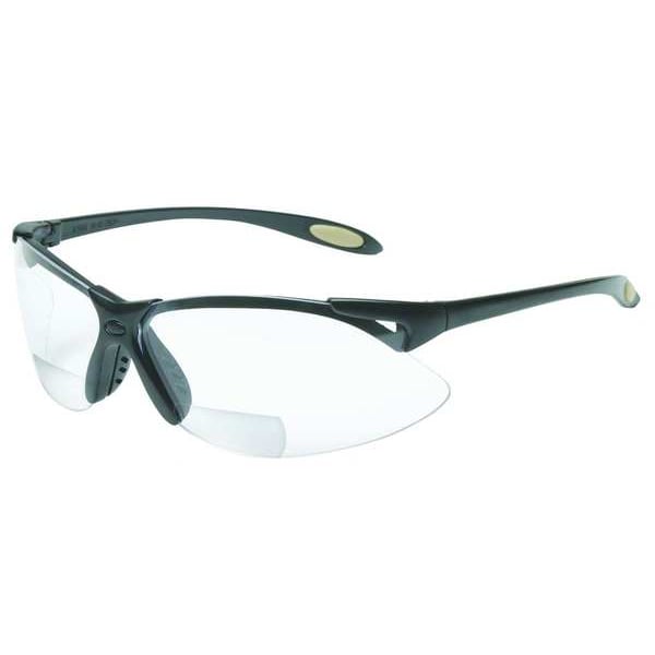 Honeywell Uvex A900 Bifocal Safety Reading Glasses, Black Wraparound Frame, +2.00 Diopter, Clear Lens, M - A951