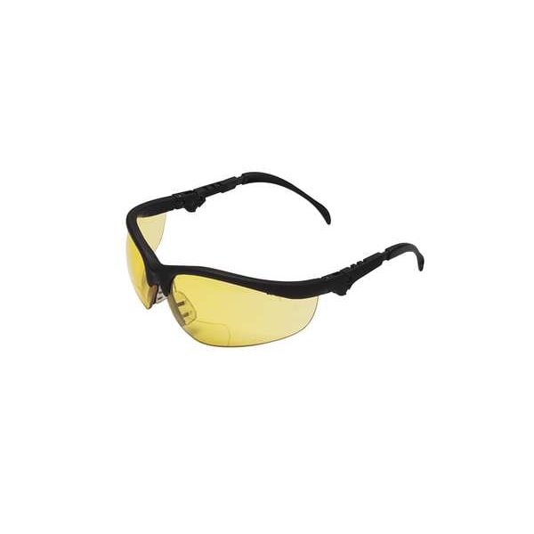 Mcr Safety KD3 Bifocal Safety Reading Glasses, Black Wraparound Frame, +1.50 Diopter, Gray Lens, M - K3H15G