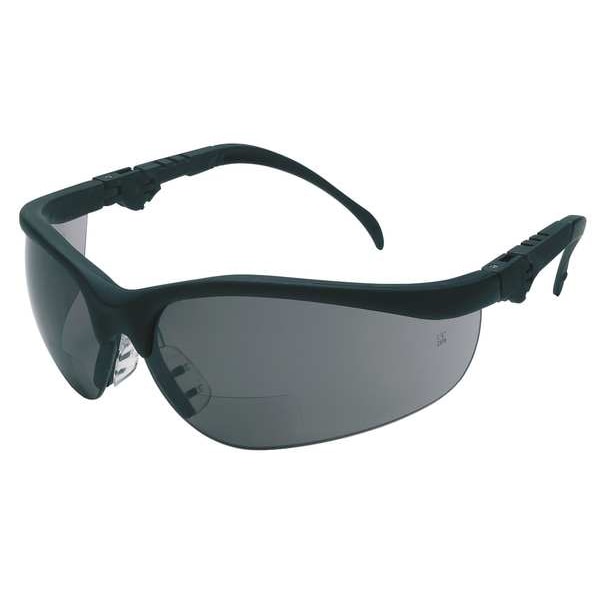 Mcr Safety KD3 Bifocal Safety Reading Glasses, Black Wraparound Frame, +1.50 Diopter, Gray Lens, M - K3H15G