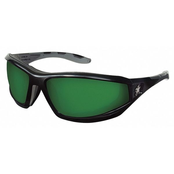 Mcr Safety REAPER, Safety Glasses Anti-Scratch, Green Lens, Full-Frame, Wraparound - RP2130