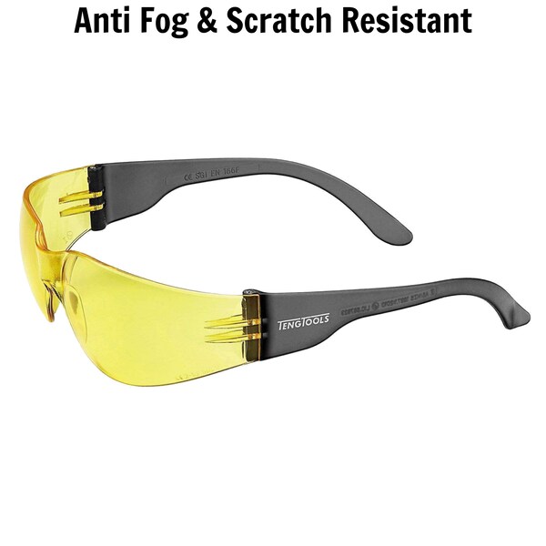 Teng Tools Safety Glasses Yellow Lenses Anti Fog Scratch Resistant - SG960Y