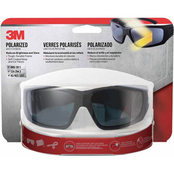 3M 3M Anti-Fog Polarized Modern/Sleek Impact-Resistant Safety Glasses Black Lens Black Frame 1 pc - 90214-HZ4-NA
