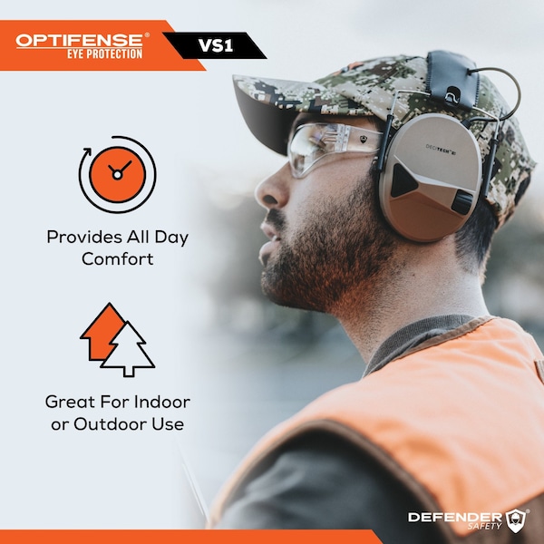Defender Safety OPTIFENSE VS1AF CLEAR Safety Glasses w ANTIFOG  ANTISCRATCH, ANSI Z87, 30pc per Box  Blue, 30PK - OF-VS1AF-03