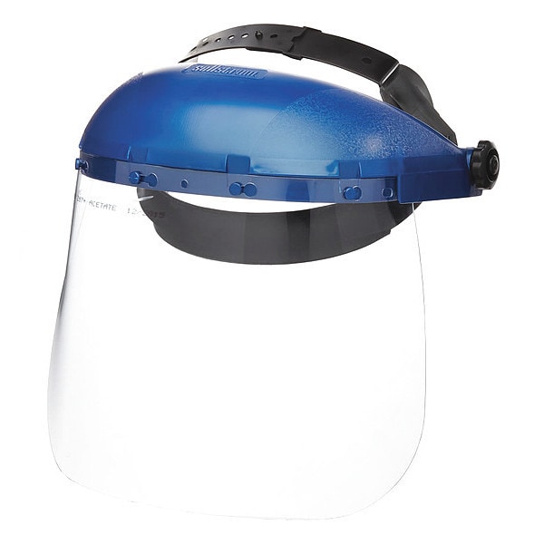 Sellstrom Ratchet Face Shield Assembly, Clear Visor, 8" Height, Ratchet Suspension, Uncoated Lens - S39120