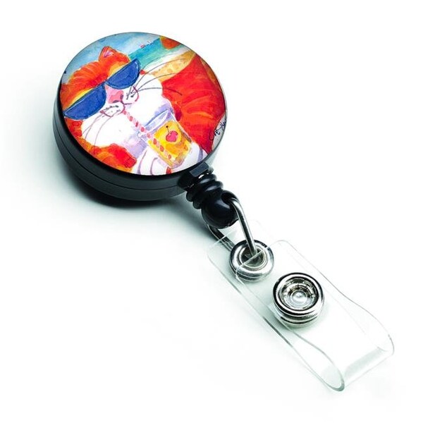 Carolines Treasures Carolines Treasures 6118BR Cool Cat with Sunglasses at the Beach Retractable Badge Reel - 6118BR