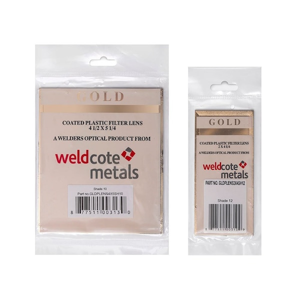 Weldcote Gold Plated Plastic Filter Lens 4-1/2in x 5-1/4, Shade 8, 15PK - GLDPLENS4X5SH8