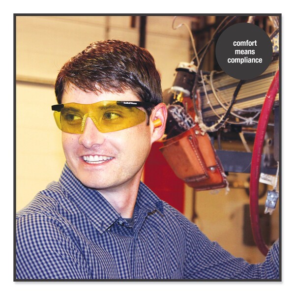 Smith & Wesson Safety Glasses Anti-Fog, Yellow/Amber Lens, Wraparound, Wraparound, 12 PK - KCC19826