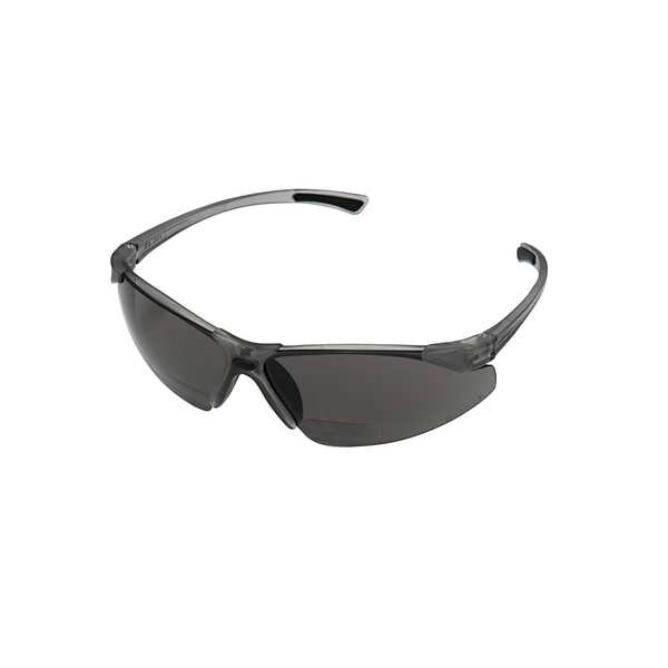Delta Plus RX Bifocal Safety Reading Glasses, Gray Wraparound Frame, +1.50 Diopter, Gray Lens, M - RX-200G-1.5