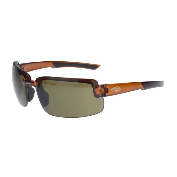 Crossfire Safety Glasses, Wraparound Brown Polycarbonate Lens, Scratch-Resistant,  - 441107