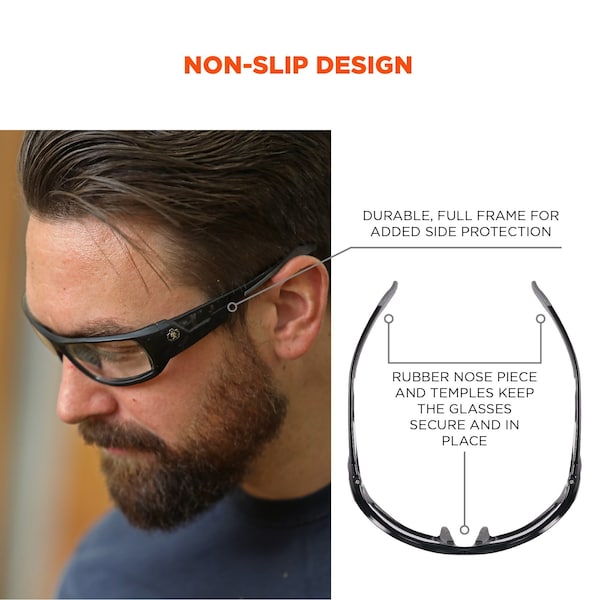 Ergodyne Safety Glasses, Clear Matte Black Frame - ODIN-AFAS