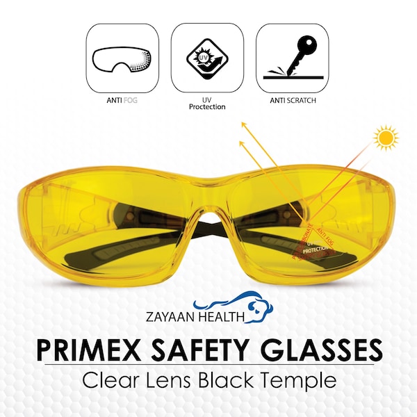 Bison Life PrimeX, Safety Glasses Anti-Fog &  Anti-Scratch, Gray Lens - ZH-PRXSG-GYLBKT-MS14