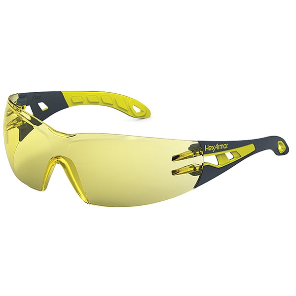 Hexarmor MX200, Safety Glasses Anti-Fog &  Anti-Scratch, Amber Lens, Frameless, Wraparound - 11-10005-02