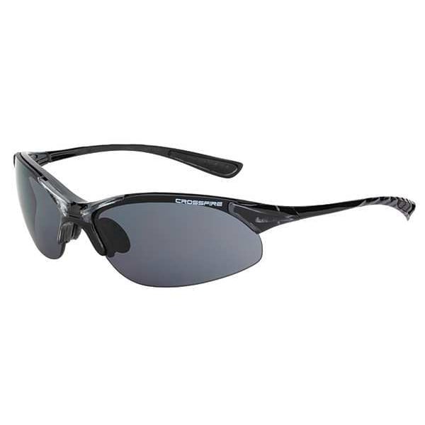 Radians Crossfire, Safety Glasses Anti-Scratch, Gray Lens, Half-Frame, Wraparound - 1541