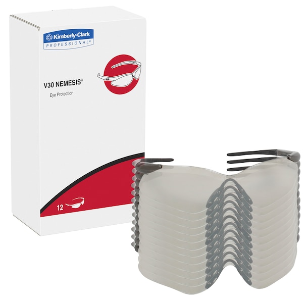 Kleenguard V30 Nemesis VL, Safety Glasses Anti-Fog &  Anti-Scratch, I/O Lens, Frameless, Wraparound - 29112