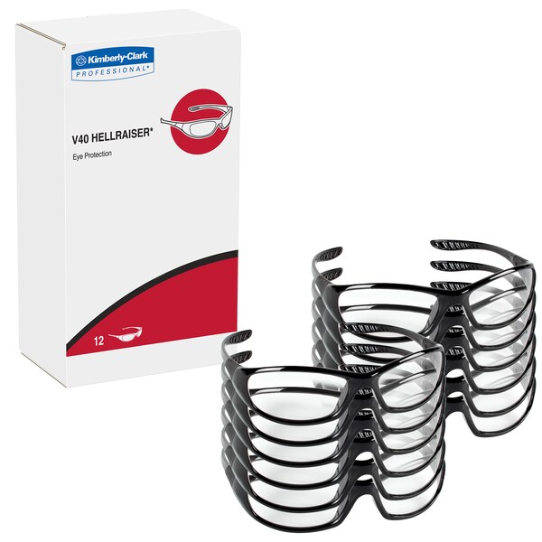 Kleenguard V40 HellRaiser, Safety Glasses Anti-Scratch, Clear Lens, Full-Frame, Wraparound - 20539