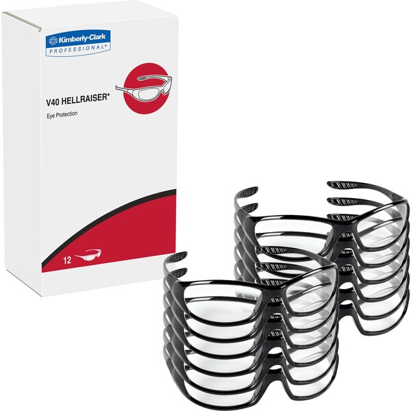 Kleenguard V40 HellRaiser, Safety Glasses Anti-Scratch, Clear Lens, Full-Frame, Wraparound - 20539