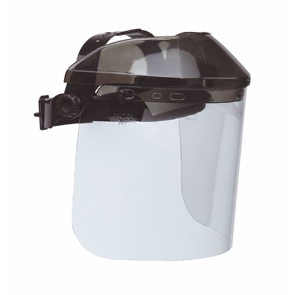 Mcr Safety Ratchet Face Shield Assembly, Clear Visor, Acetate, Ratchet Suspension, Uncoated Lens, Black - 8A333