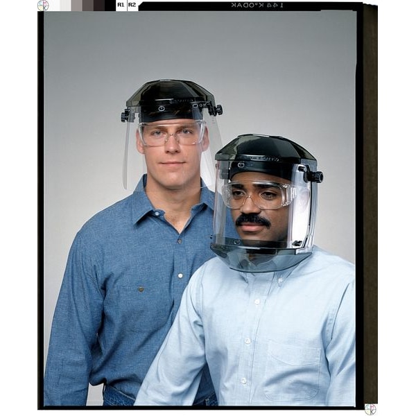 Mcr Safety Ratchet Face Shield Assembly, Clear Visor, Acetate, Ratchet Suspension, Uncoated Lens, Black - 8A333
