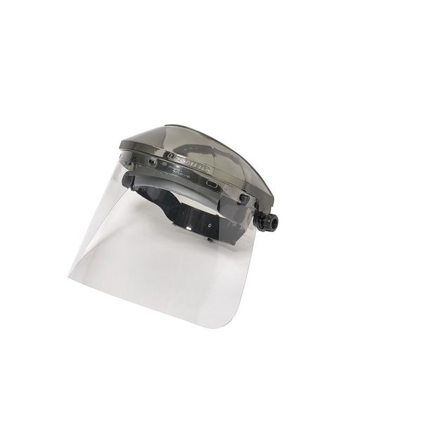 Mcr Safety Ratchet Face Shield Assembly, Clear Visor, Acetate, Ratchet Suspension, Uncoated Lens, Black - 8A333