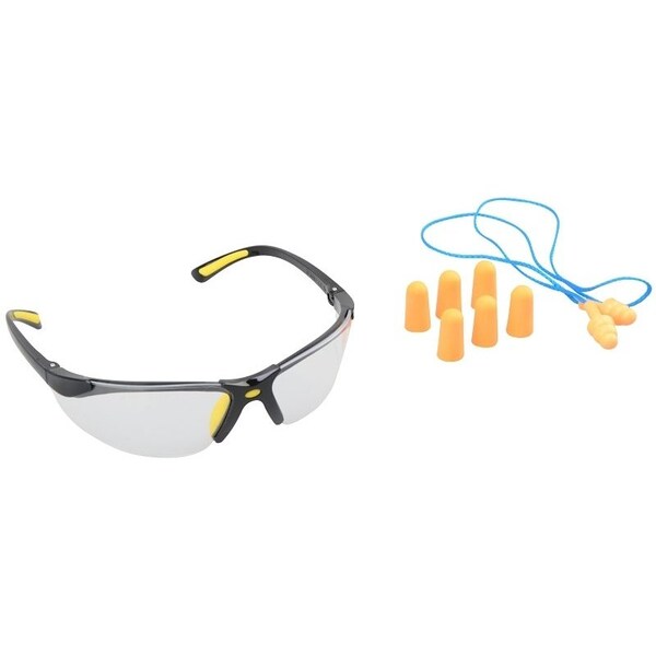 Diamondback Ear Plugs and Safety Glasses Combo, Unisex, 35 x 16 in Lens, PC Lens, Half Frame Frame - 541839