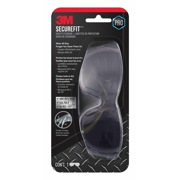 Scotch 3M SecureFit Anti-Fog Safety Glasses Gray Lens Black Frame 1 pc - SF400G-WV-6-PS