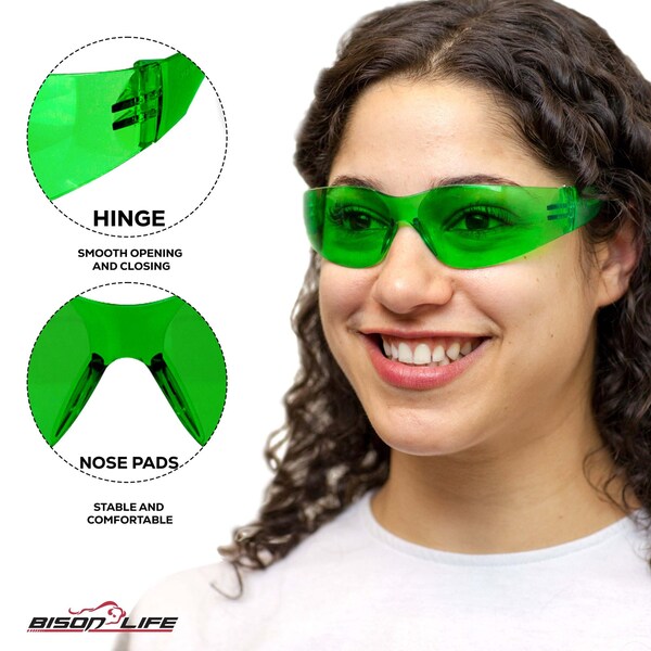 Bison Life Keystone, Safety Glasses Anti-Scratch, Yellow & Green Lens, 12 PK - BL-KSSG1-CLCT-YGR-12